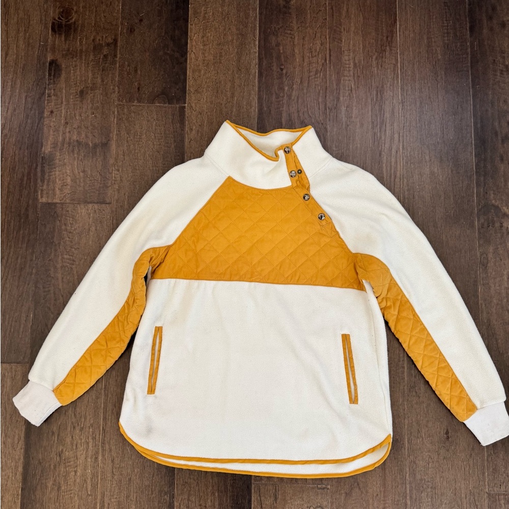 Cream and Golden-Yellow Quilted Pullover